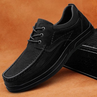 Men's Top Layer Cowhide Leather Business Casual Comfortable Lace Up Sports Shoes
