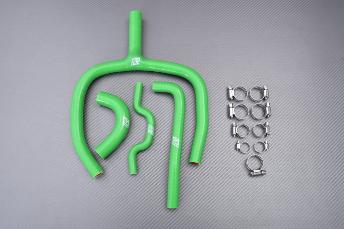 Kit durites radiateur eau silicone vert Kawasaki KX250F de course