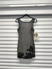 90s Deadstock XOXO Black Sheer Mesh Floral Mini Slip Dress Made in USA NWT