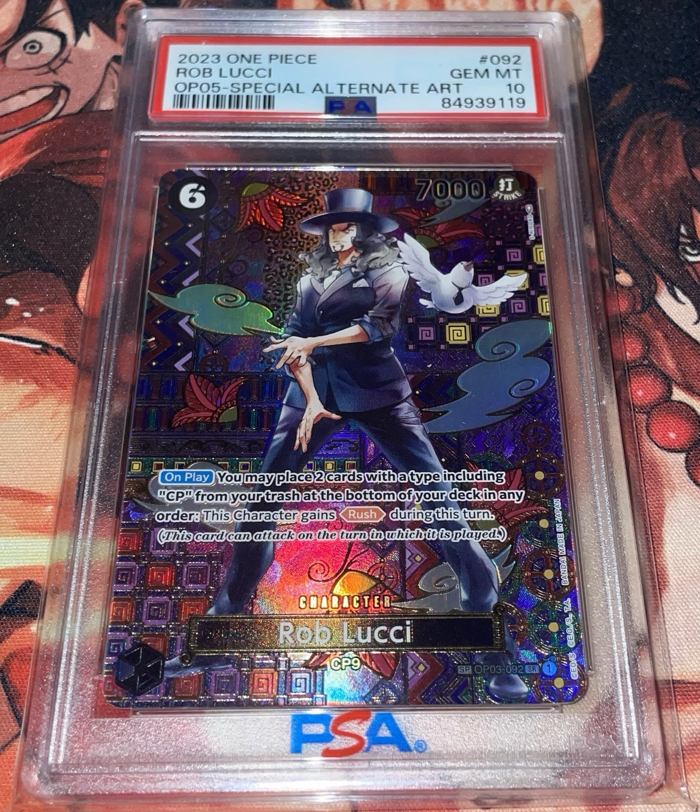 One Piece 2023 Rob Lucci OP03-092 OP05 SP Alt PSA 10 Awakening Of The New Era