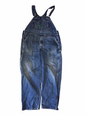 VTG Key Imperial Bib Overalls Mens 42x30 Blue Denim Carpenter Farm