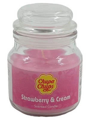 Chupa Chups Duftkerze Strawberry & Cream Pink 85g Glaskerze