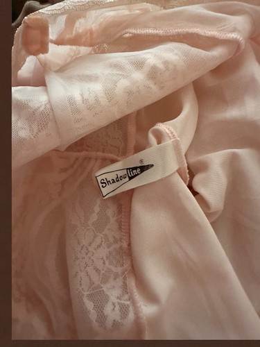 Vtg 70s Shadowline DeadstockPink Nylon Nightgown Lace Trim Roses Sz O J57 - Picture 8 of 8