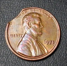 CLIPPED ERROR COIN 1c Lincoln Cent Nice Coin #1539 Coins Error 
