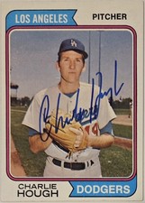 1974 TOPPS Charlie Hough Auto Card #408 Los Angeles Dodgers Vintage Signed MLB