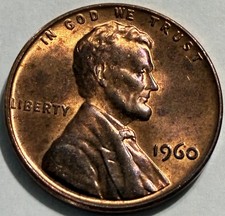 1960 Lincoln Memorial Cent Small Date Full Red Toned Bn3776 1960 Lincoln Memorial Cent Small Date Full Red Toned Bn3776
