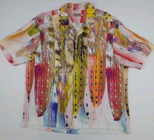 Jams World Multicolor Abstract Pattern Rayon Shirt Vintage Hawaiian Rare USA Vtg