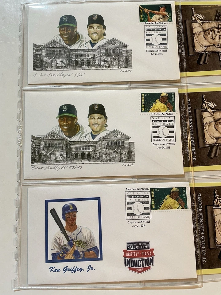 Griffey Jr 2016 Cachet 9 конвертов/открыток /25, /40, штамп PO HOF ВЫХОДНЫЕ - Изображение 4 из 4