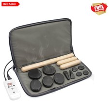 Massage Stones Set with Warmer Kit Hot Rocks Bamboo for Massage Hot Stones Ma...