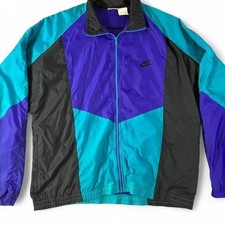 NWOT. VTG/1990s Nike purple and turquoise color block windbreaker jacket. Medium