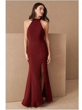 NWT Anthropologie BHLDN Formal Halter Maxi Dress Red 2