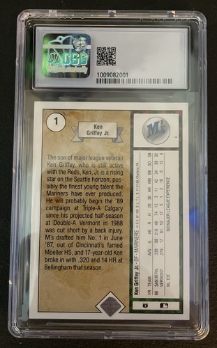 1989 Upper Deck - Ken Griffey Jr. #1 Rookie CSG 7.5 Near Mint + - Picture 2 of 2