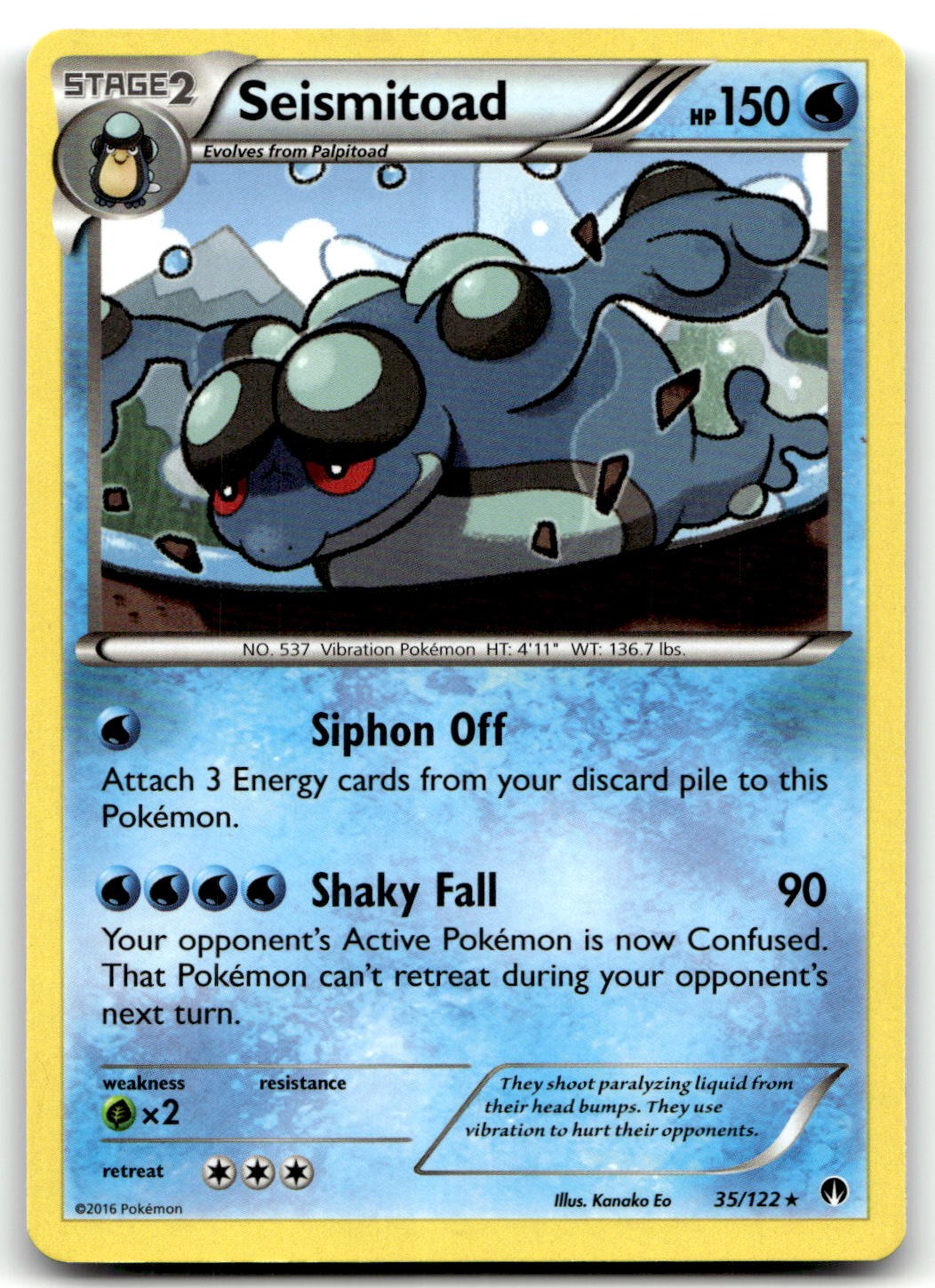 Seismitoad 35/122 XY - BREAKpoint Rare Normal Pokemon TCG LP