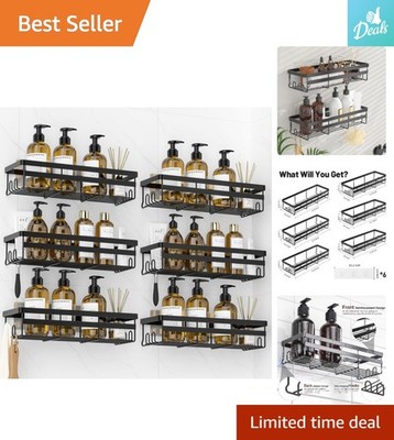No Drill Stainless Steel Shower Caddies - 6 Shelves for Bathroom Organization