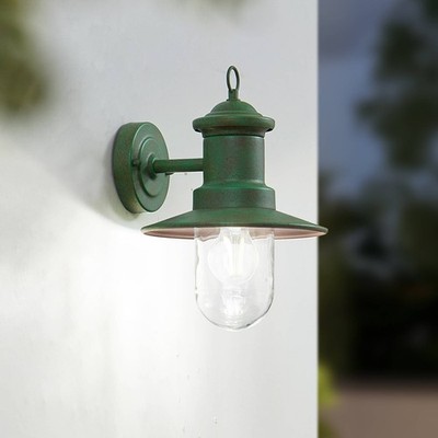 Lindby Wandlampe außen Laterne rustikal grün, Wandleuchte aussen IP44, Aussenleu