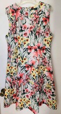Tommy Hilfiger Womens Sleeveless Floral Dress Size L Fit Flare Casual Party