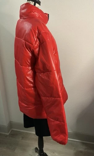NOVAMEN Men’s Red Medium Quilted Long Sleeved Puffer Jacket Full Zip image 4