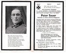 Original WWII German Death Card Sterbebild Peter Sauer Eastern Front 1942