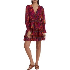 Farm Rio Tropical Tapestry Long-Sleeve Minidress Size S