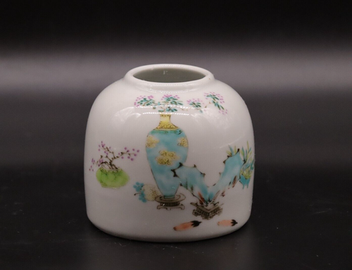Vaso di rose Famille vintage cinese antico dipinto a mano con marchio - Foto 2 di 7