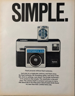 1971 Kodak Instamatic X-15 Camera Flash Cube Photography Vtg Print