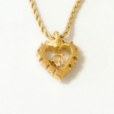 アクセサリー Dior Germany Vintage Heart Necklace Gold Vintage Dior heart rhinestone gold necklace – Livz Vintage