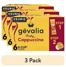  3 Pack Gevalia Frothy 2-Step Cappuccino Espresso K  Cup  Coffee Pods, 6 Ct. Box
