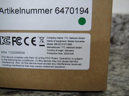 New TTL MK-EC212T-WM 10/100/1000M TX to 1000M Fiber Gigabit Media Converter - Afbeelding 5 van 5