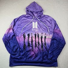 BTS Pullover Hoodie Sweatshirt Size XXL Purple Long Sleeve Lightweight K Pop
