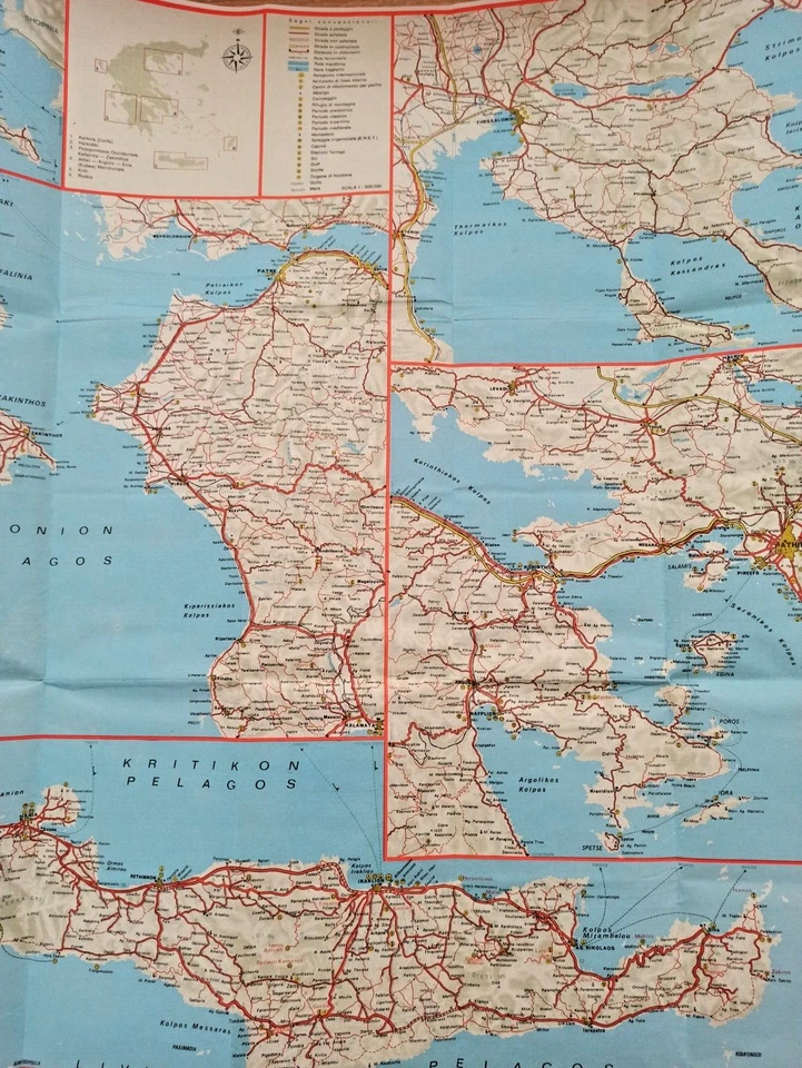 Vintage 1972 map of Greece Carta della Grecia, mint condition - Image 3 of 4