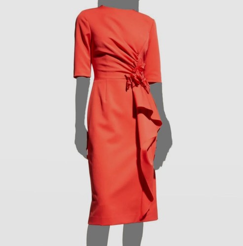 $560 Rickie Freeman for Teri Jon Womens Red Floral Applique Sheath ...