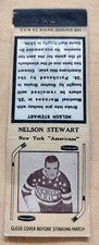 Tan HOCKEY Type II 2 MATCHBOOK COVER NELSON STEWART 1937 NEW YORK AMERICANS 30s