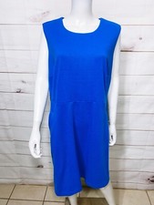 Jessica London Womens Dress Size 22W Blue Round Neck Pockets Sleeveless Back Zip