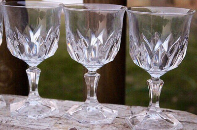 3 Cristal D' Arques Durand Crystal CHAUMONT Glass Wine Goblets -Set of Three