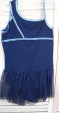 DANSKIN NOW black cotton skirted leotard~child's L~10-12~gymnastics~dance~ballet