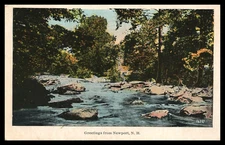 NEWPORT NEW HAMPSHIRE SULLIVAN COUNTY, SUGAR RIVER Quiet Forest 1935 HAND TINTED