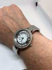 Pretty Silvertone With Faux Diamonds Watch