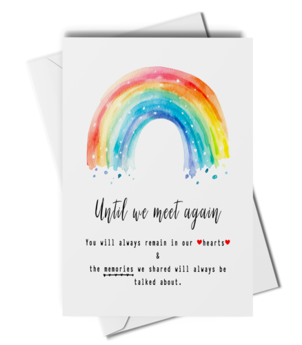 Until we meet again card, rainbow sympathy card, loss, bereavement, in memory of - Picture 1 of 3