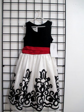 "NEW" BONNIE JEAN / ORG 68  SIZE 10 BLACK, WHITE  RED PARTY / FIT FLARE DRESS