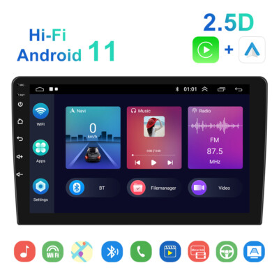 Wireless CarPlay 9'' Android 11.0 Car Stereo Radio GPS Navi WiFi Bluetooth 2 DIN