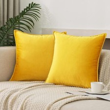 Velvet Bright Throw Pillow Covers Pack of 2 18 18 Inch Pack of 2 Yellow