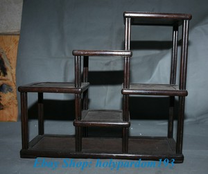 18 旧中国黄花梨木雕王朝龙抽屉花书架 Ebay