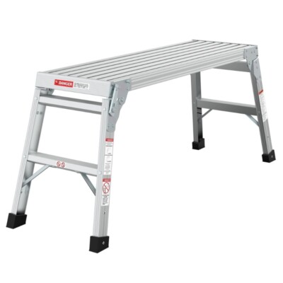 40'' Work Platform Aluminum Portable Bench Folding Ladder ANSI Capacity 225 LBS 