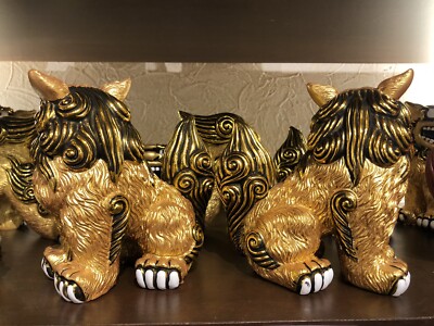 Shisa Okinawa Lion Figurine Dog Foo Guardian Set Pottery Japanese