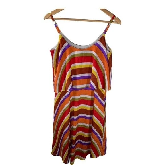 Judith March Dress Womens Sleeveless Mini Sundress Size Small Orange Red Striped - Image 4 of 4