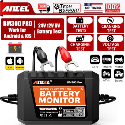 ANCEL 6V 12V 24V Car Battery Tester Charging System Analyzer for Android IOS