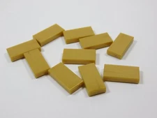 LEGO 10 Pearl Gold 1x2 Smooth Tiles Plates J7