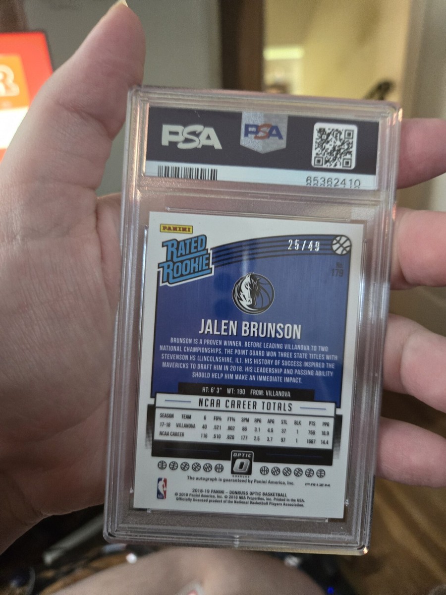 2018-19 Panini Donruss Optic Rookie Auto Jalen Brunson RC /49 PSA