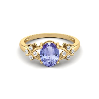 Oval Tanzanite 925 Sterling Silver Yellow Plated Solitaire Celtic Women Ring