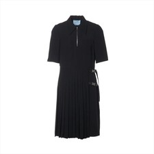 Prada Triangle logo 20AW Polyester Dress 42S Ladies' Black P3B80 Pleats